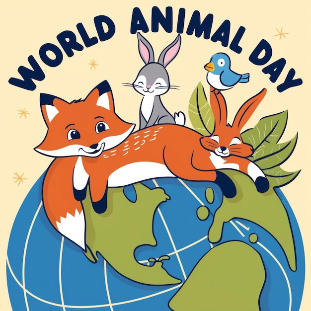 Photo flat illustration for world animal day celebration