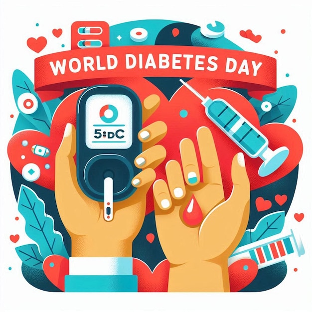 Flat Illustration For World Diabetes Day Awareness