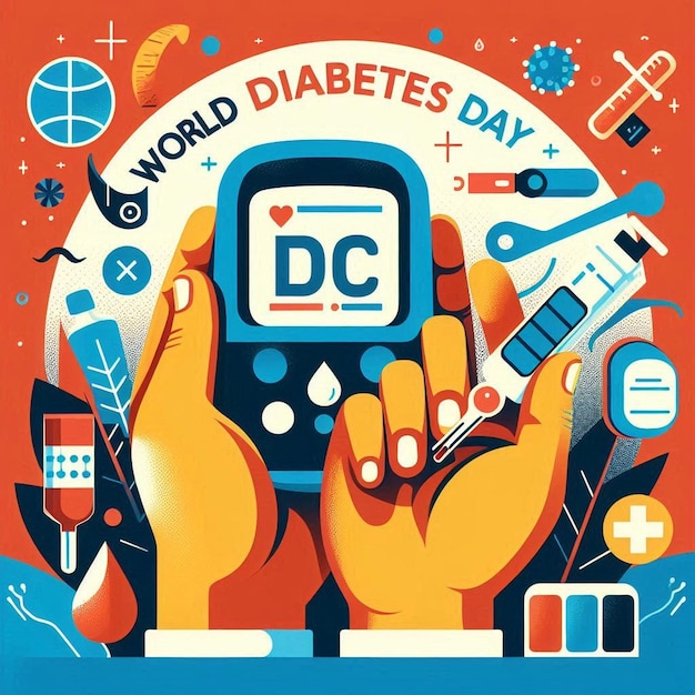 Photo flat illustration for world diabetes day awareness