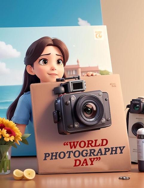 Flat illustration for world photography day celebration template