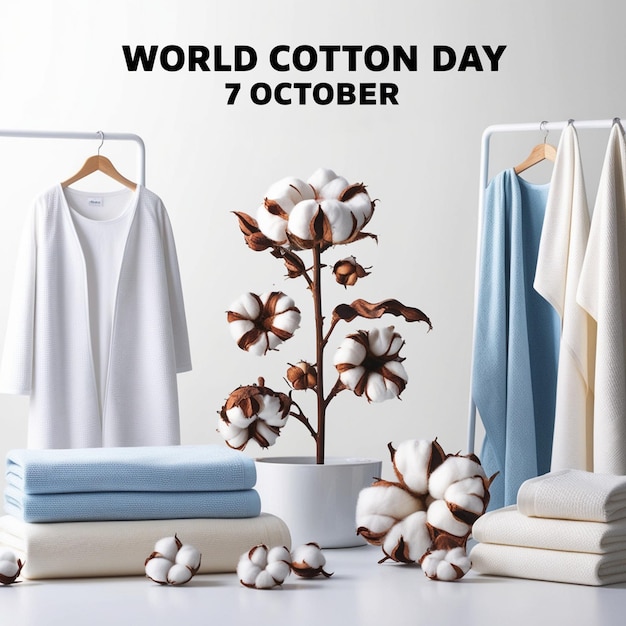 Photo a flat image with world cotton day 7 october