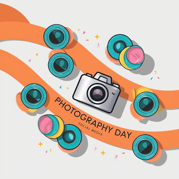 Photo flat instagram posts collection for world photography day