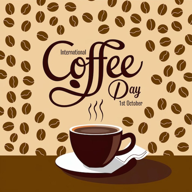 Photo flat international coffee day poster design