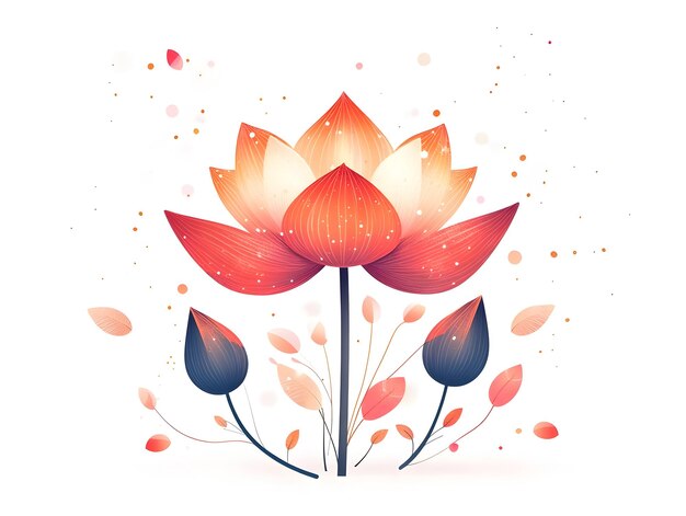 Photo flat isolated lotus flower and sparklers concept elegant minimal vector design symbolizing culture