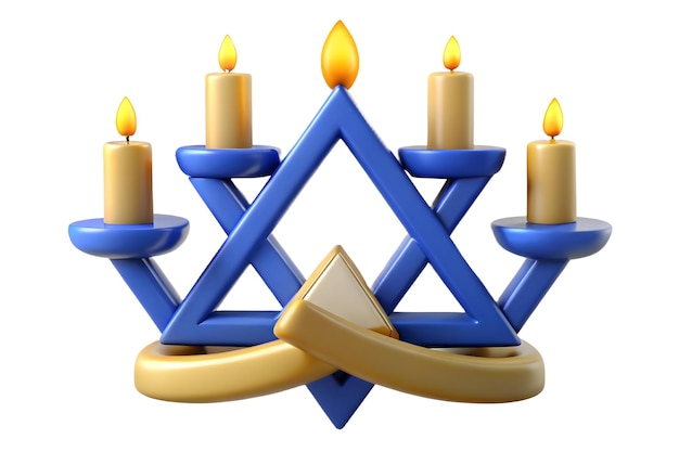 Flat Isolated Star of David Icon with Glowing Effect on White Background Ideal for Hanukkah and Je