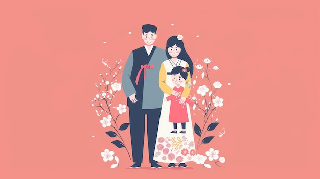 Flat korean parents day illustration