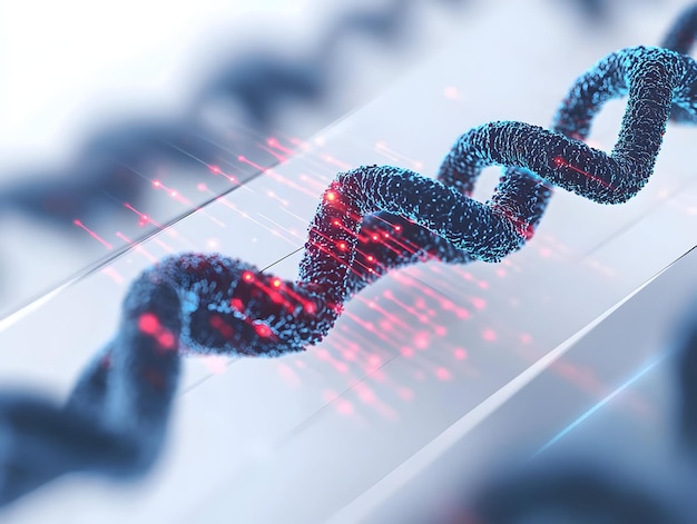 Photo flat laser guided gene therapy concept extreme closeup of targeting hivinfected dna with precisio