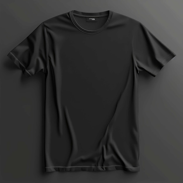 Photo a flat lay of a black short sleeve tshirt on a dark gray background