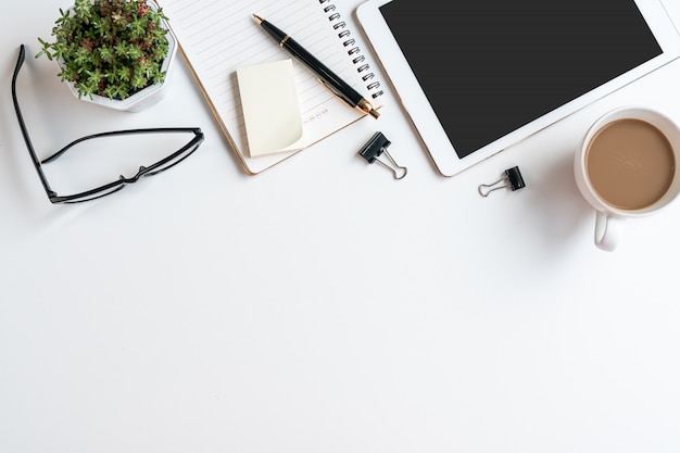 Flat lay Business workplace and objects.Copy space,top view