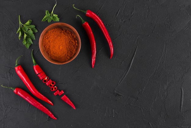 Flat lay composition of mexican food with copyspace