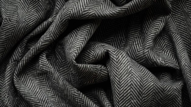 Photo a flat lay of herringbone fabric in a classic charcoal grey with its subtle sophisticated pattern