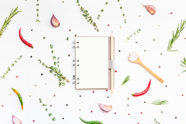 Flat lay overhead of various spices