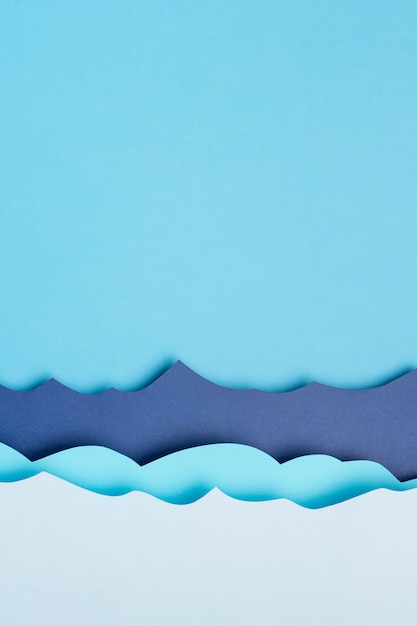 Flat lay of paper ocean waves