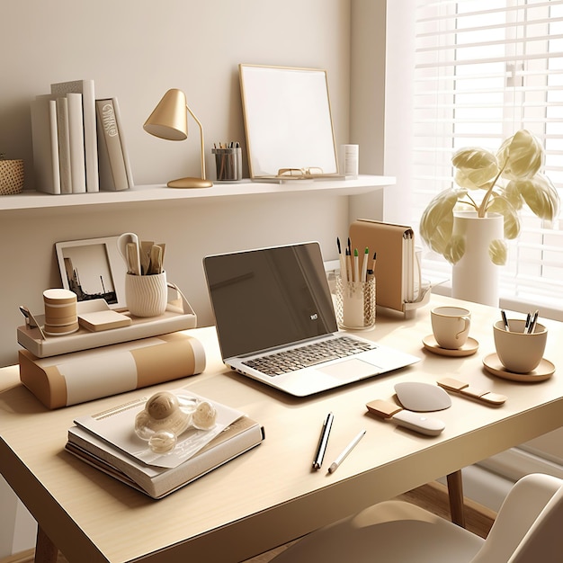 flat lay shot of the relaxing workspace