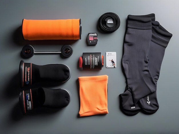 Flat Lay of Socks with Workout Gear in Gym