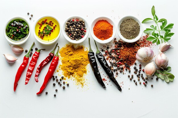 Flat Lay Various Spices Herbs