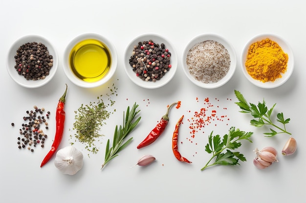 Flat Lay Various Spices Herbs