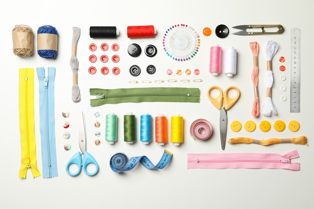 Flat lay with sewing supplies