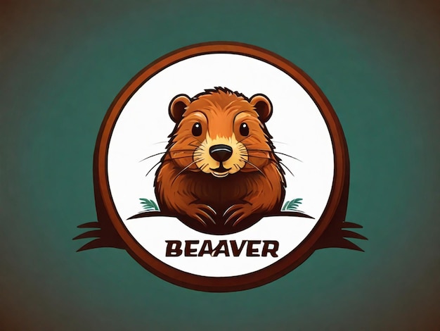 Photo flat logo of vector cute animal cartoon the beaver