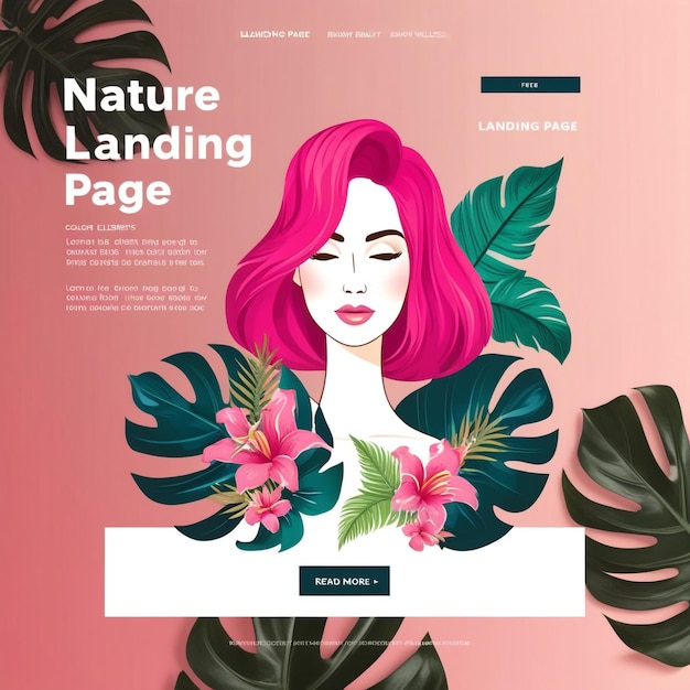 Photo flat nature landing page template