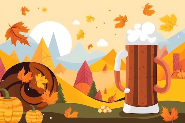 Flat Oktoberfest background generative ai