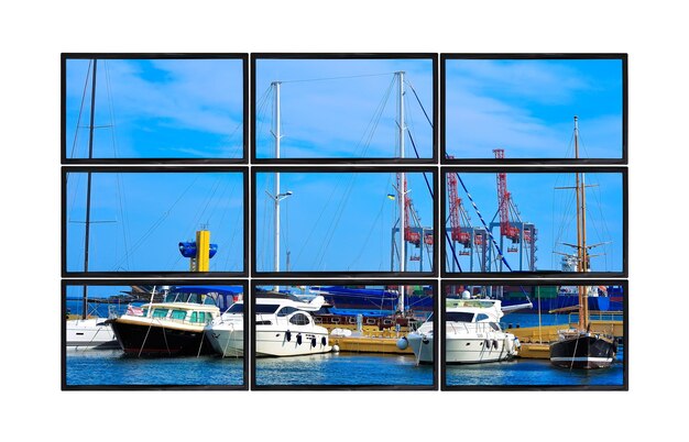 Flat panels with yachts