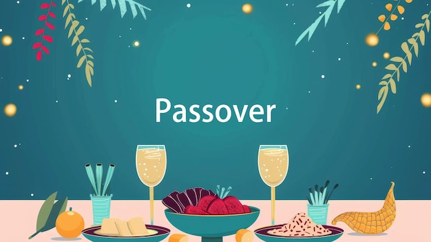 Photo flat passover illustration with copy space