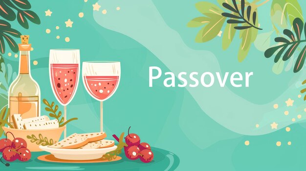 Flat passover illustration with copy space