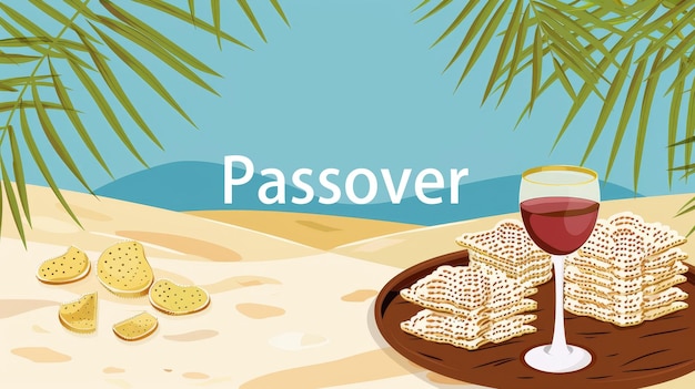 Photo flat photocall template for jewish passover celebration with copy space