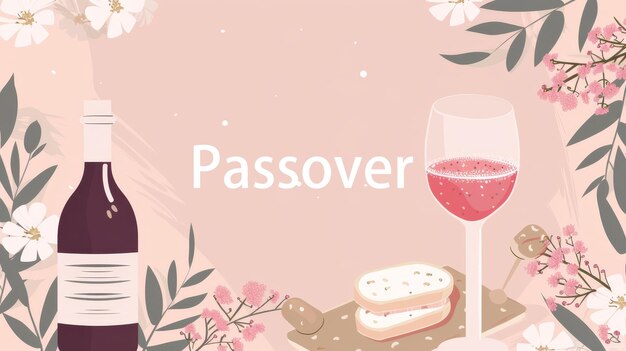 Flat photocall template for jewish passover celebration with copy space