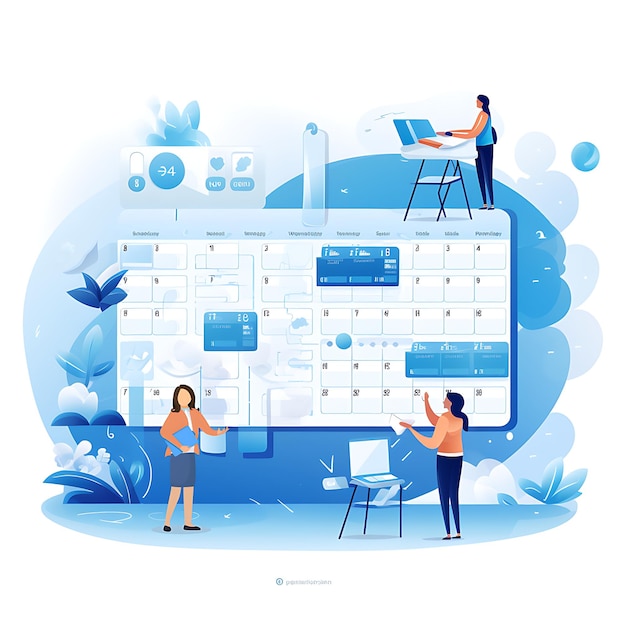 Photo flat planning schedule with tasks on the calendar with people at work by ai generative