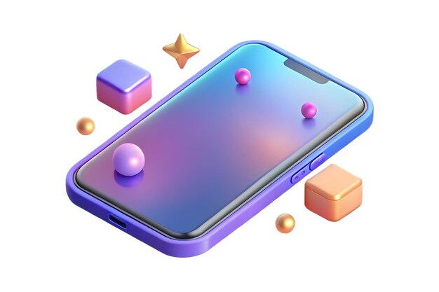 Flat Smartphone with Festive Holographic Icons concept as A smartphone with holographic festive icon