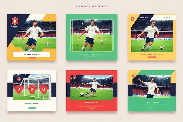 Photo flat soccer social media post template