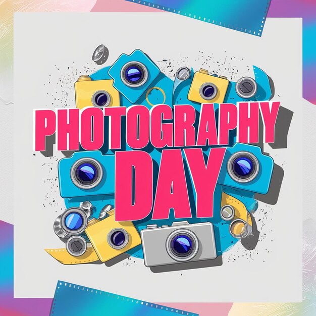 Photo flat social media post template for world photography day