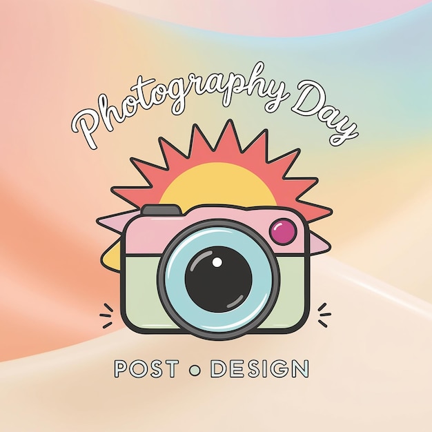 Photo flat social media post template for world photography day