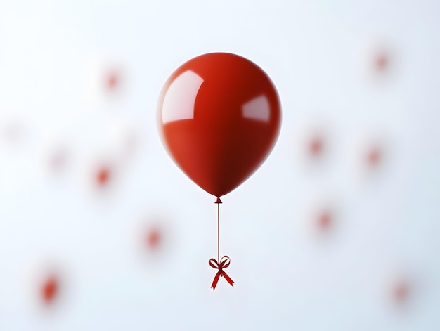 Flat Soft Focus Red Balloon Rising with AIDS Ribbon Tag Simple Vector Illustration for Awareness C