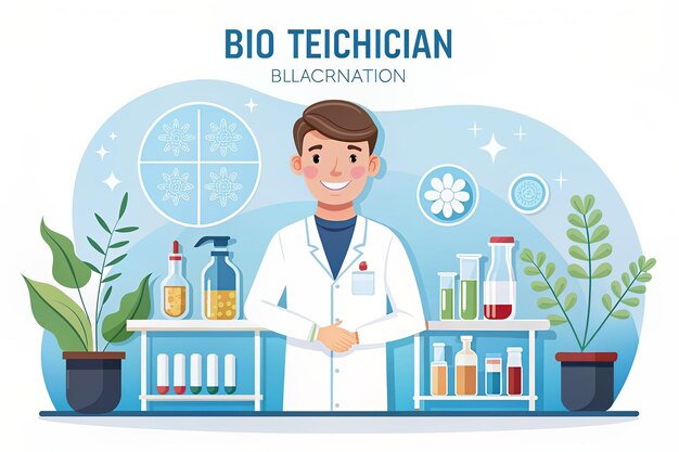 Photo flat style biotechnician vector illustration