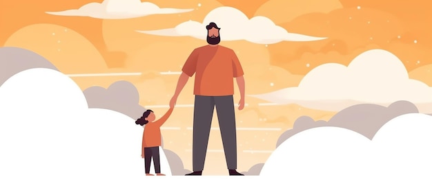 Photo flat style illustration of father's day with copyspace ai generated