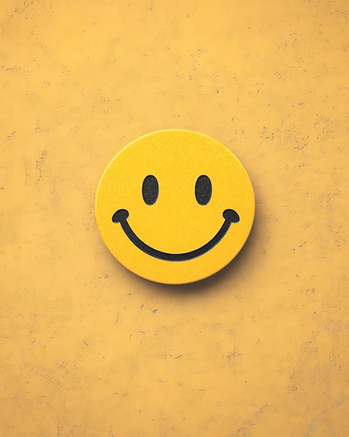 Flat style image of Harveys yellow smiley face with a clean and minimalistic design featuring bold lines and vibrant colors