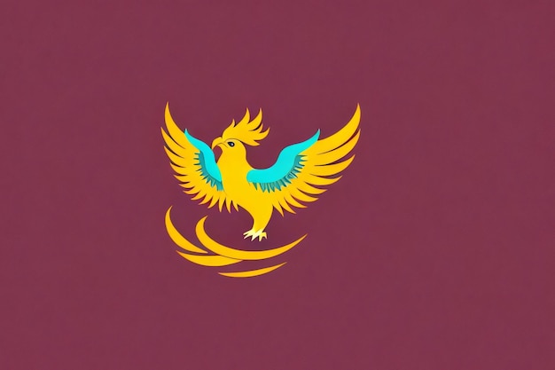 Photo flat style phoenix bird gradient logo