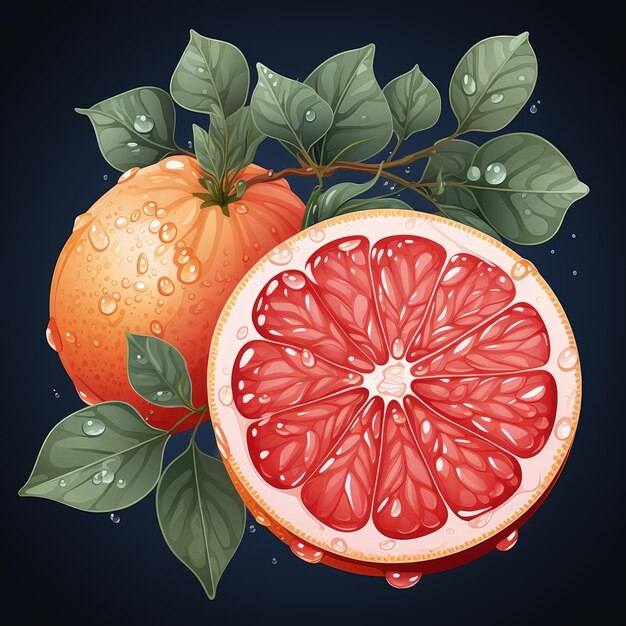 Flat Style Vector Art of Juicy Grapefruit