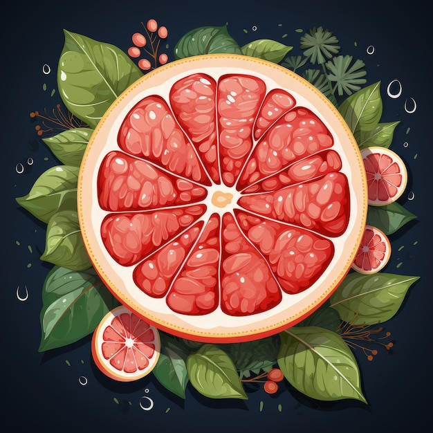 Flat Style Vector Art of Juicy Grapefruit