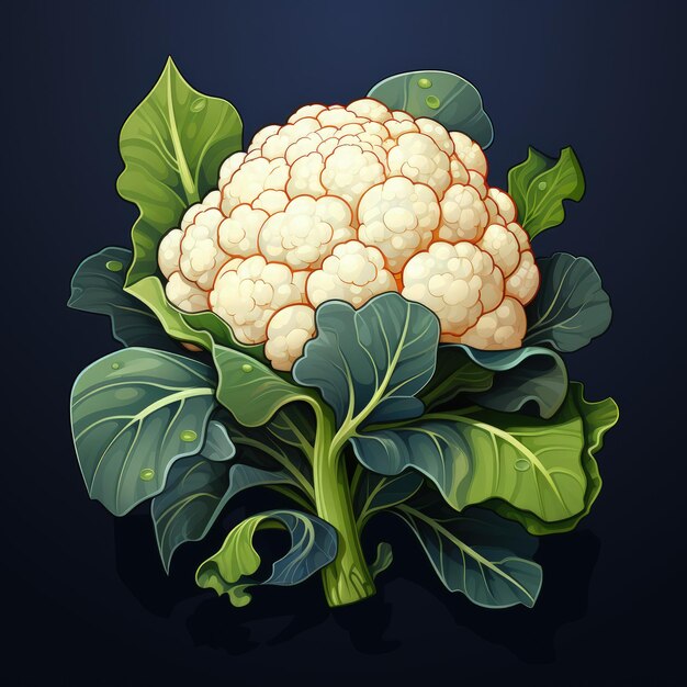 Flat Style Vector Illustration of Fresh Cauliflower Vegetable