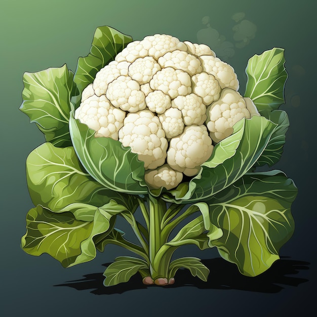 Flat Style Vector Illustration of Fresh Cauliflower Vegetable