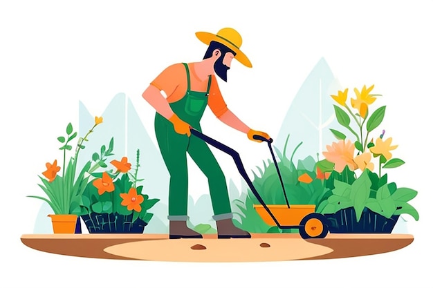 Photo flat style vector illustration of gardener