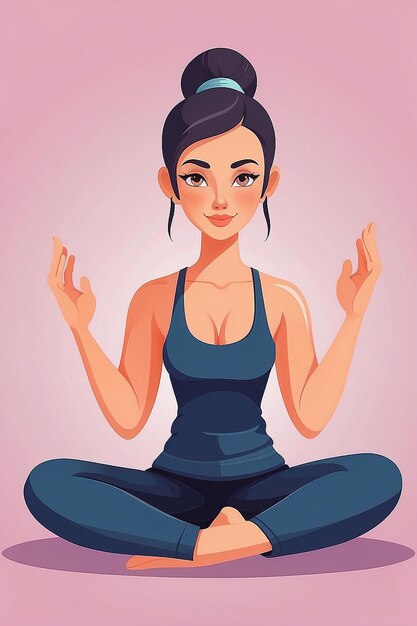 Flat Style Vector Illustration of a Yoga Instructor Character