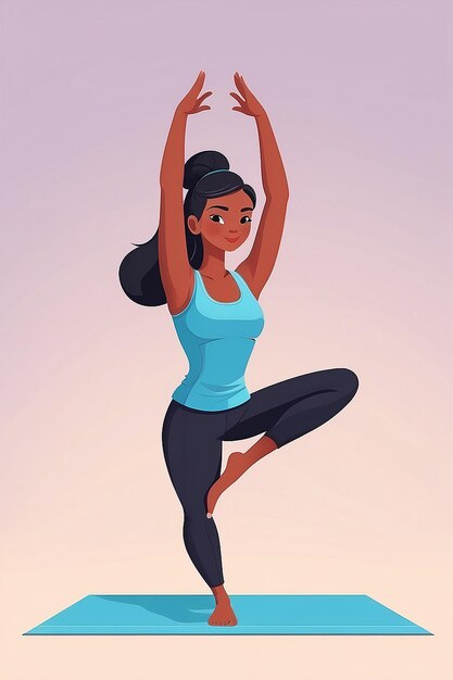 Photo flat style vector illustration of a yoga instructor character