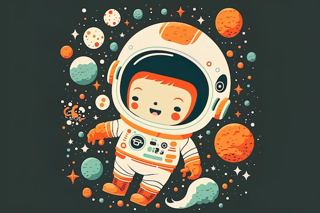 Flat styled happy astronaut character