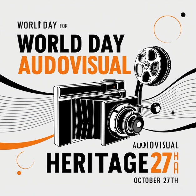 Photo a flat template with october 27 is world audiovisual heritage day