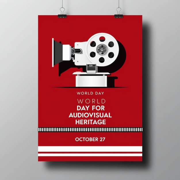 Photo a flat template with october 27 is world audiovisual heritage day